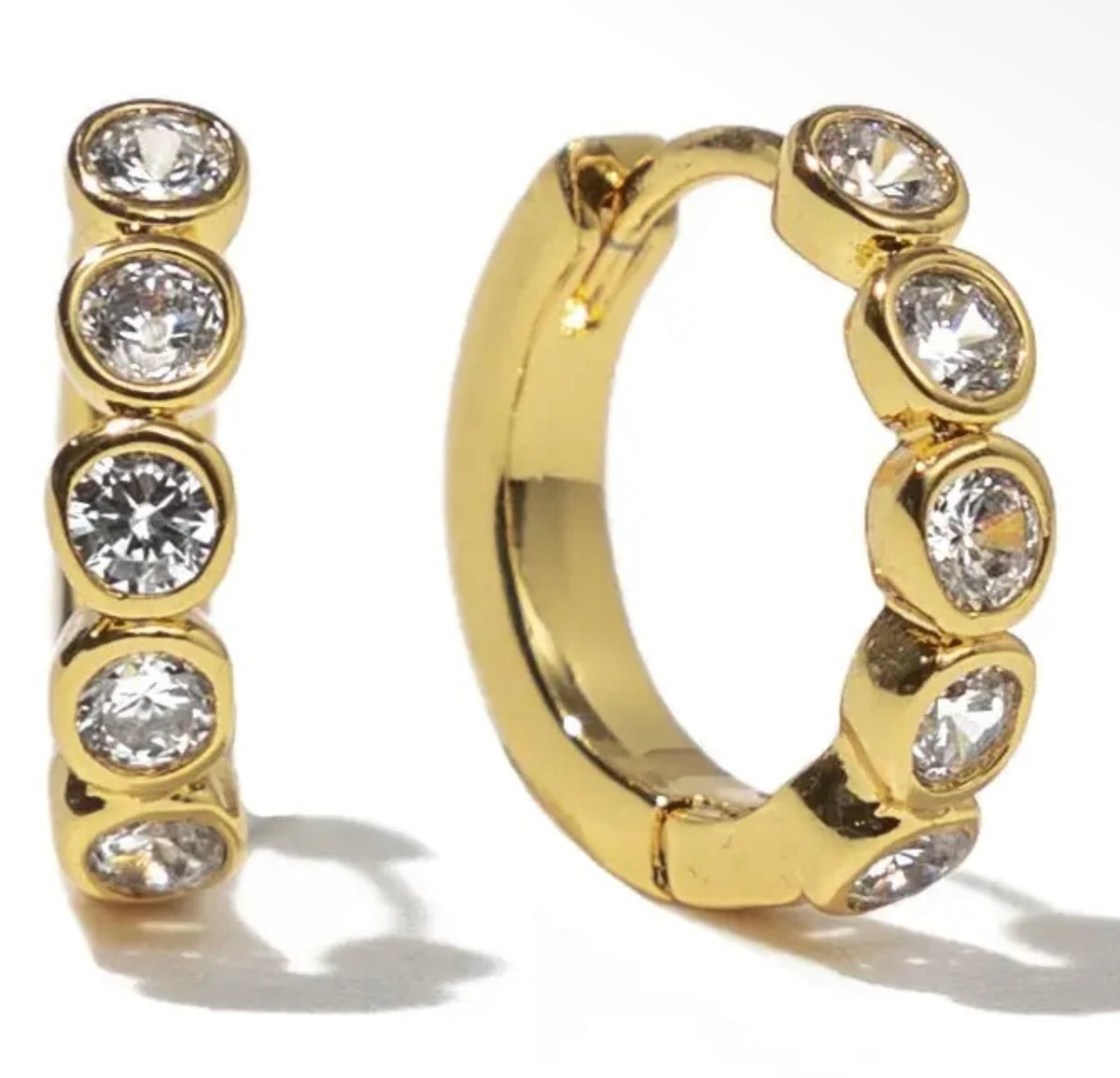 Gold round huggie earrings