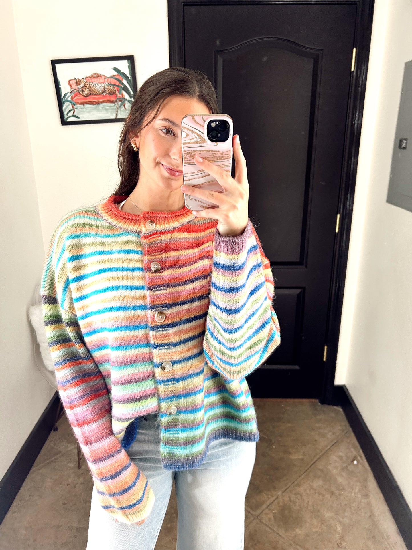 Multi Color Button Down Sweater