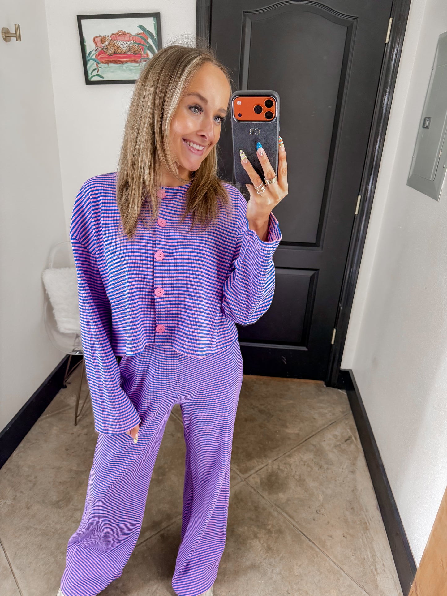 Pink & Blue Striped Set