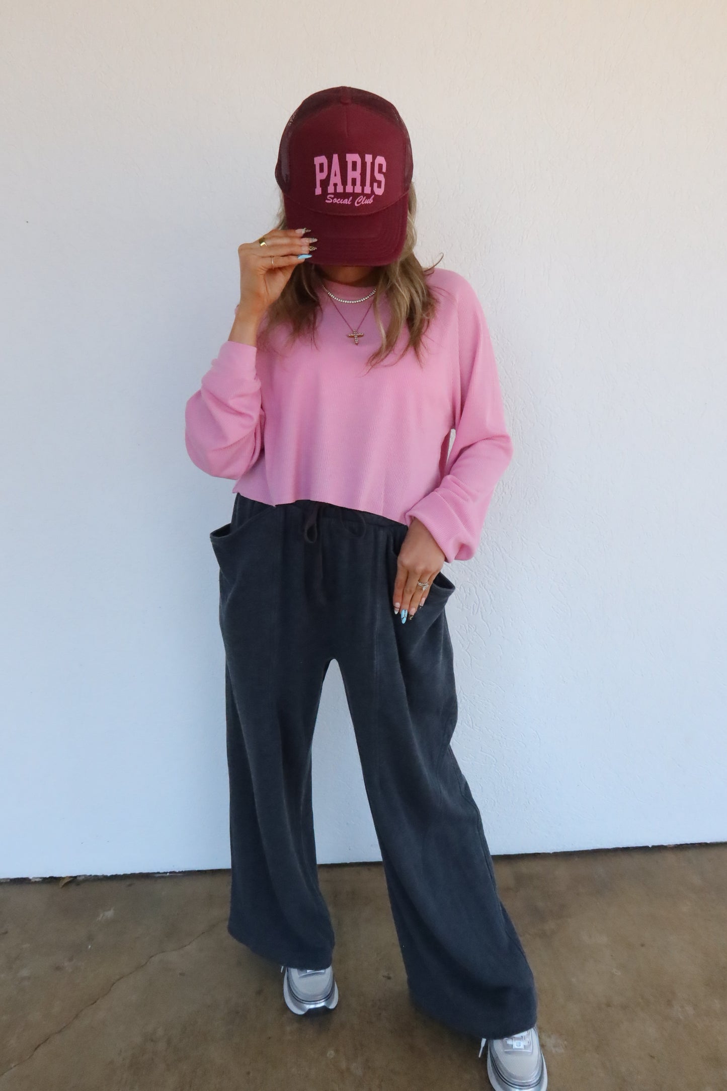 Paper bag waistband sweatpants