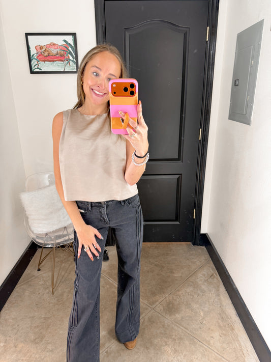 Sleeveless satin top