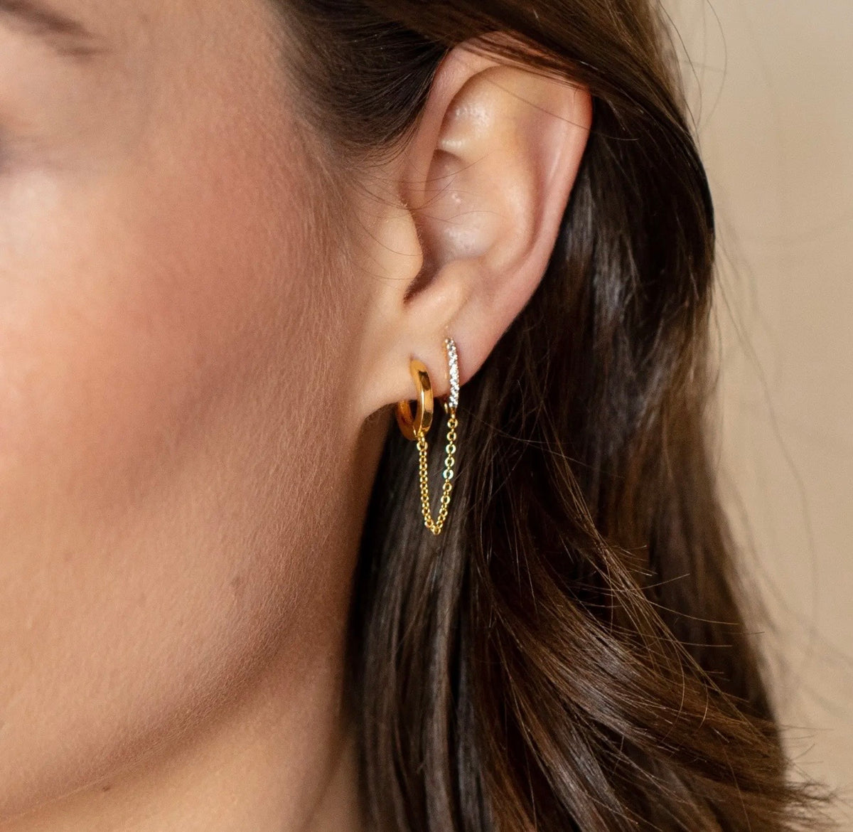 Gold double huggie earrings
