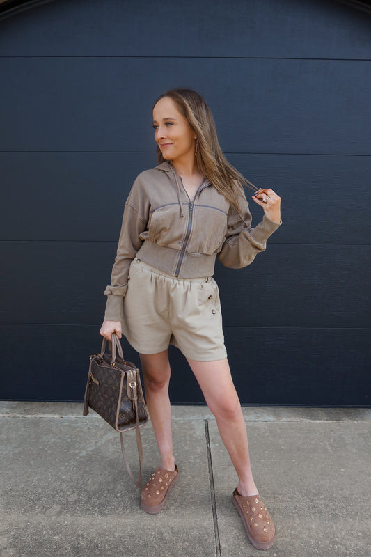 Vintage washed zip up