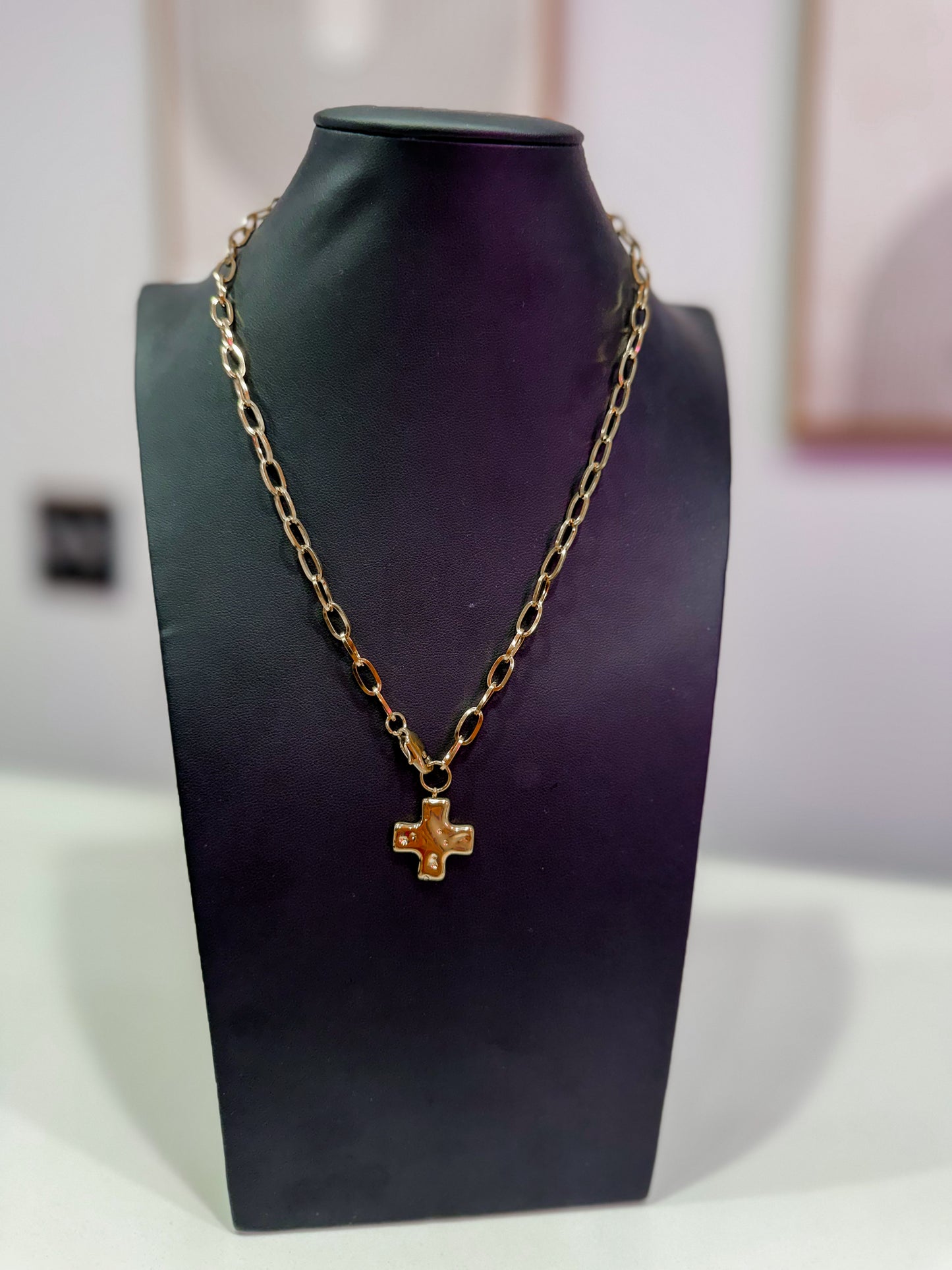 Paperclip Cross Necklace