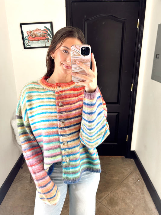 Multi Color Button Down Sweater