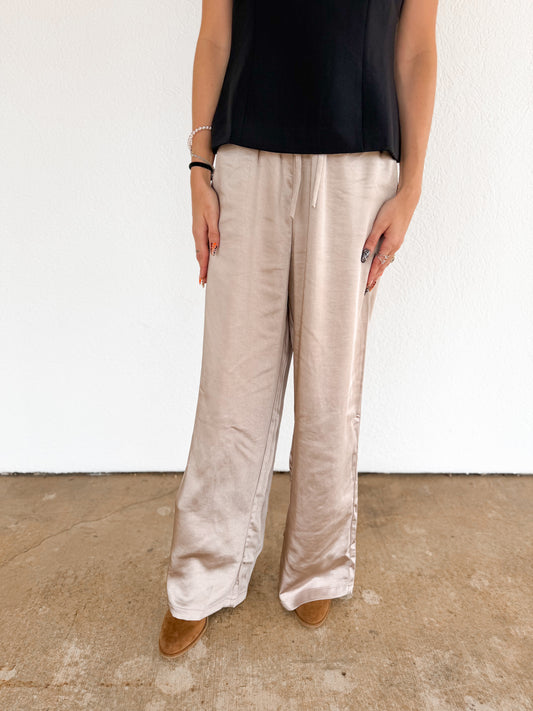 Taupe satin pants