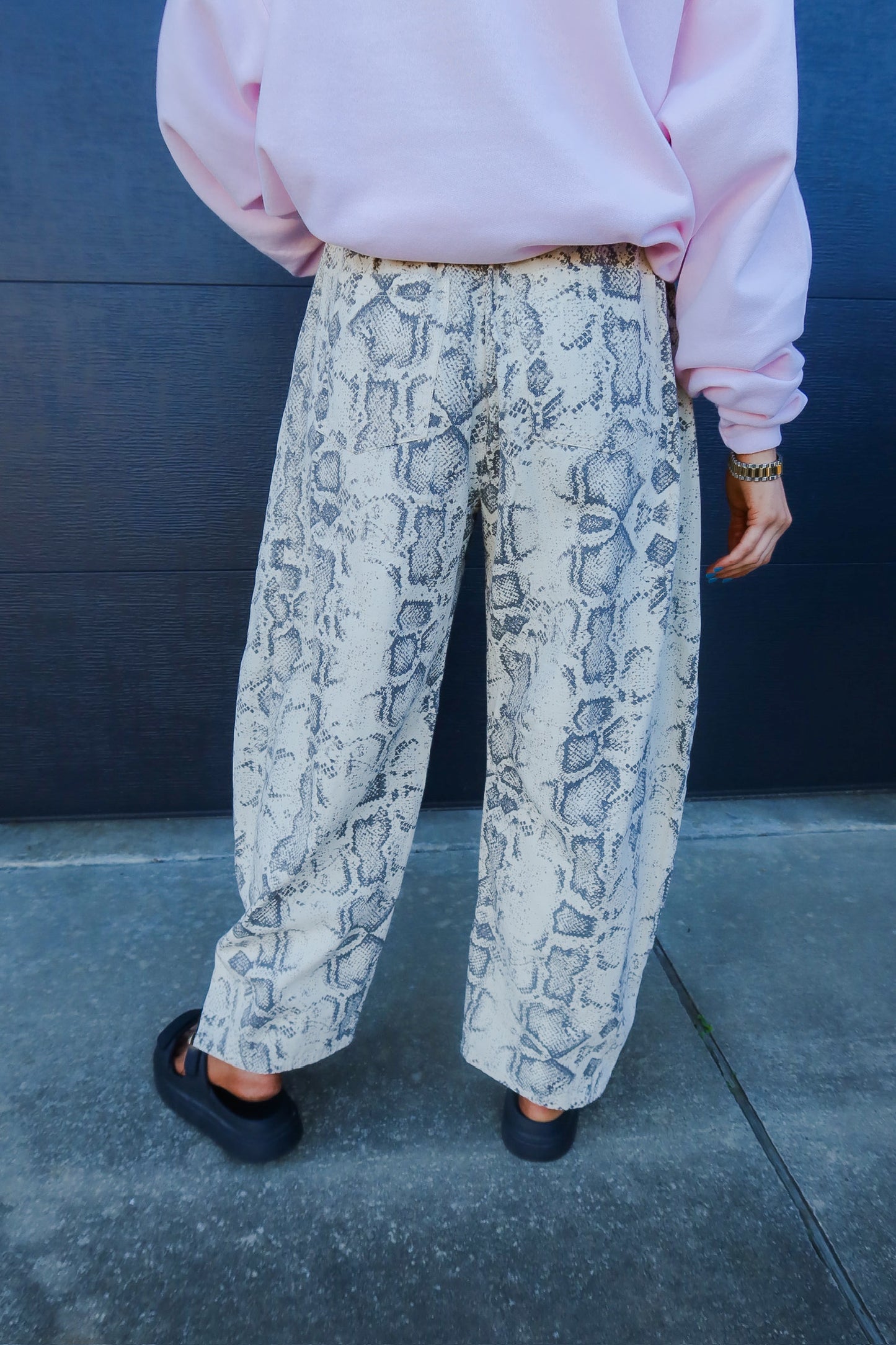 Snake Print Denim Pants