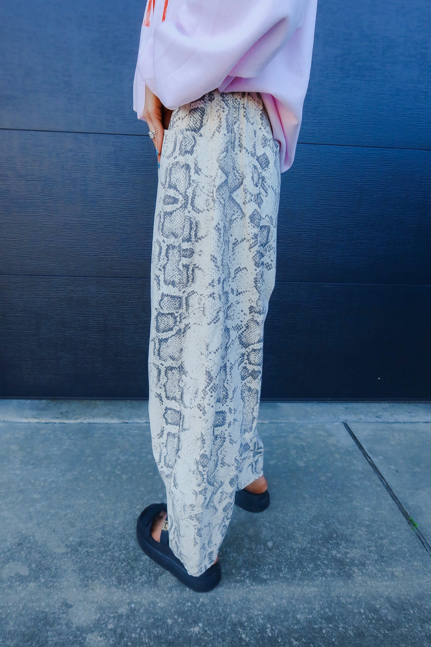 Snake Print Denim Pants