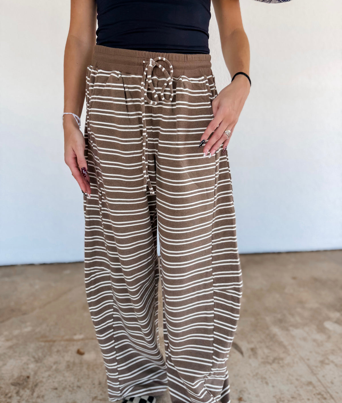 Brown Stripe Barrel Sweatpants