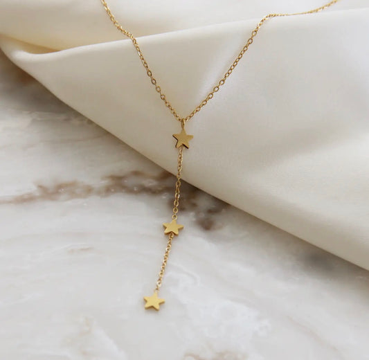 Triple star lariat necklace