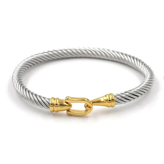 Silver & Gold Cable Bangle